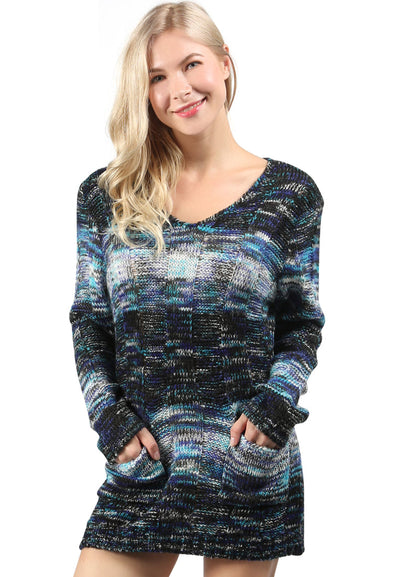 Blue Multi Color Sweater - Blue