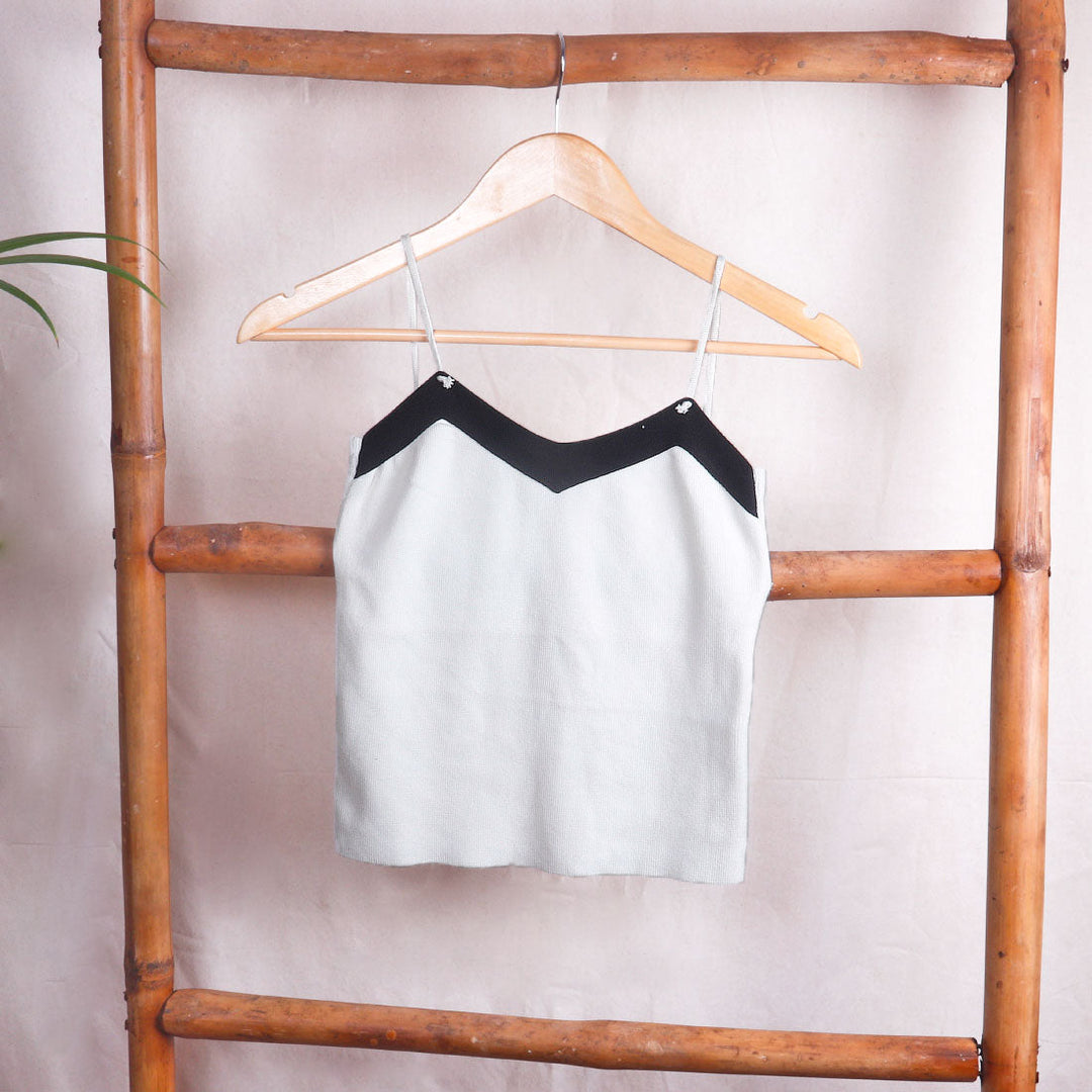 Contrast Strap Spaghetti Top - White