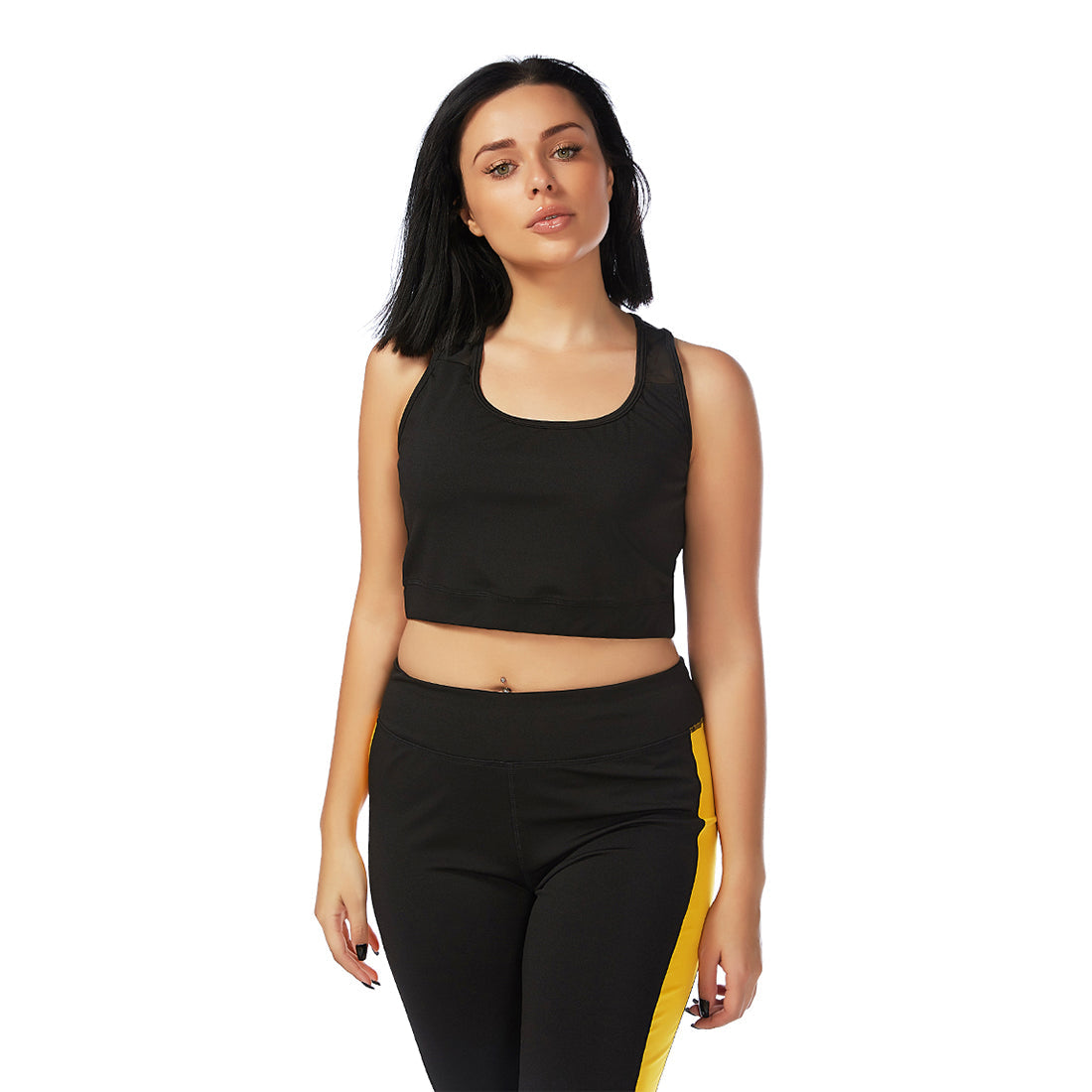 Casual Sleeveless Solid Black Top