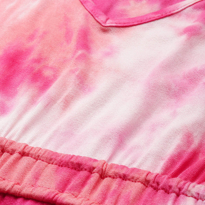 Tie Dye Summer Maxi Dress Fuchsia