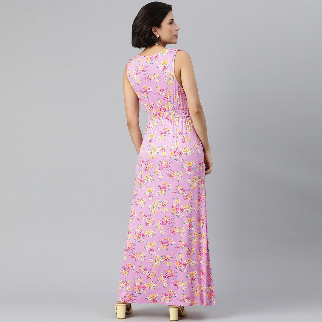 Floral Summer Maxi Dress in Magenta