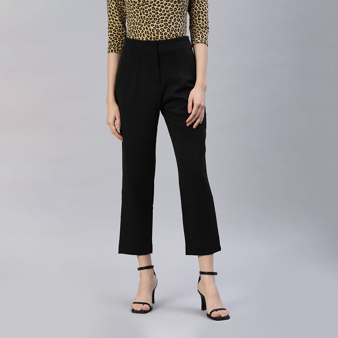 high waist semi casual trouser#color_black