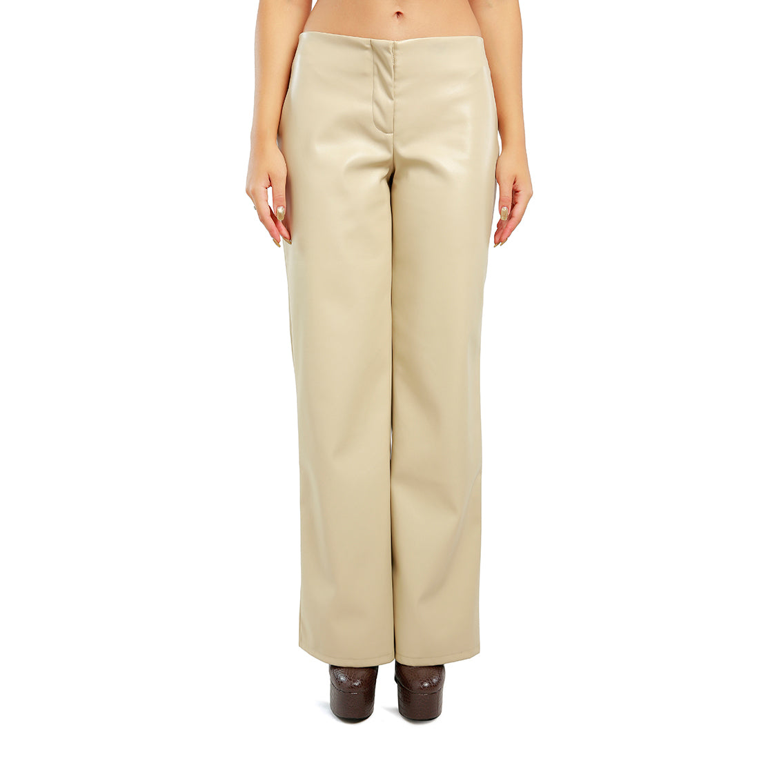 flared trousers#color_beige