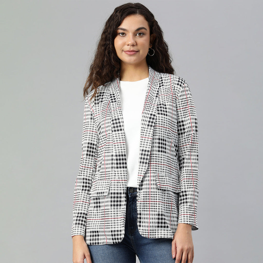 Black Glaze Print Semi Casual Blazer