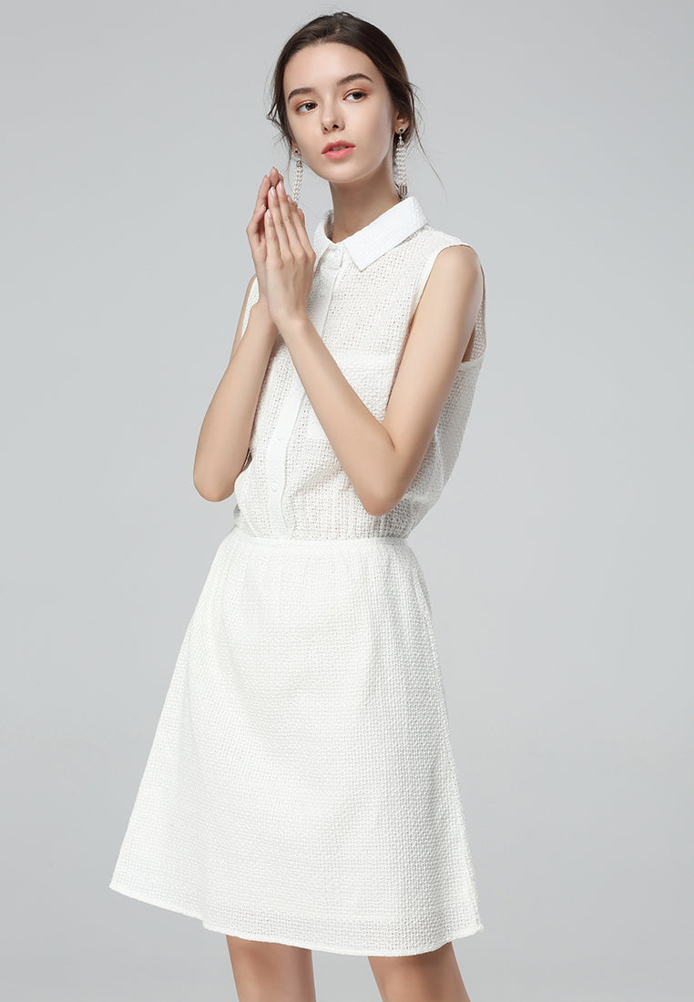 White Midi Short Dress - White
