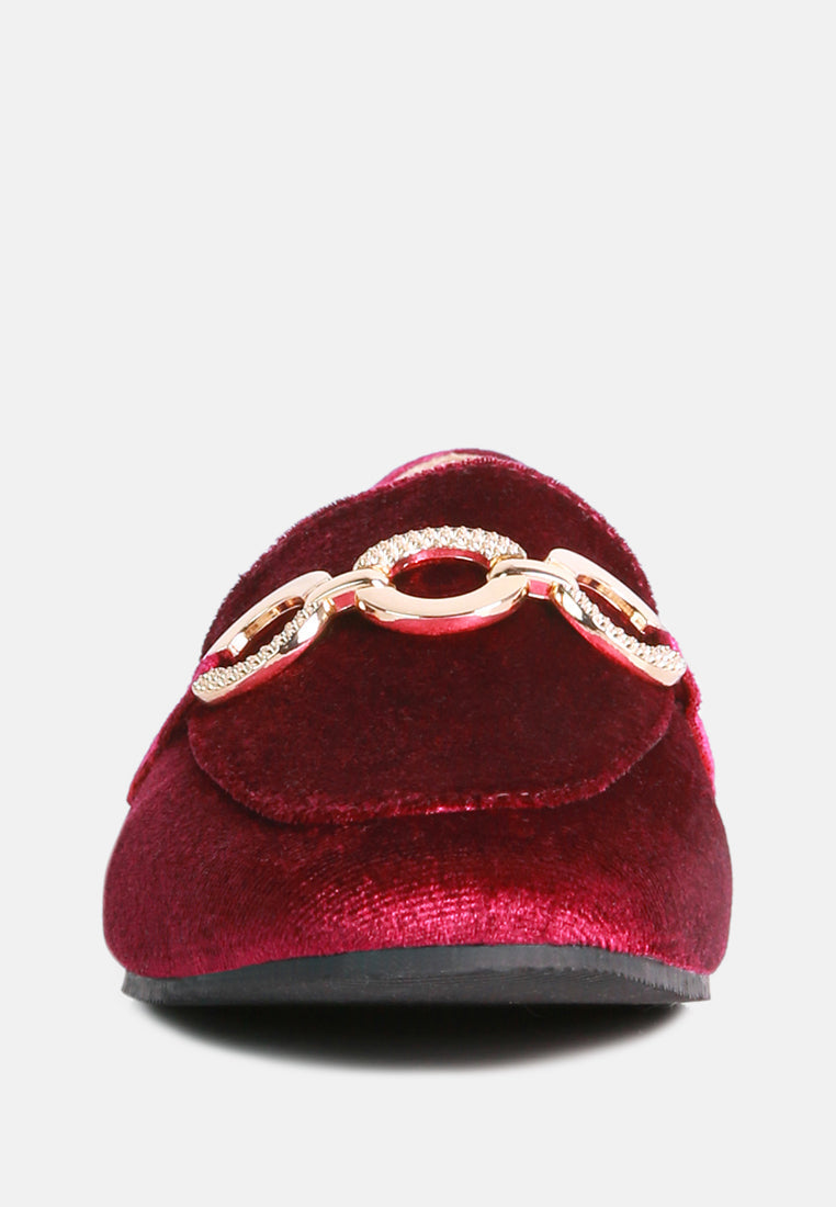 velvet metal show detail loafers by ruw#color_burgundy