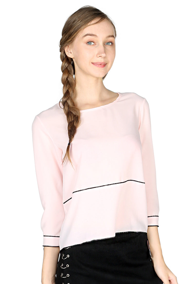 Dusty Pink Elbow Sleeve Casual Top - London Rag India