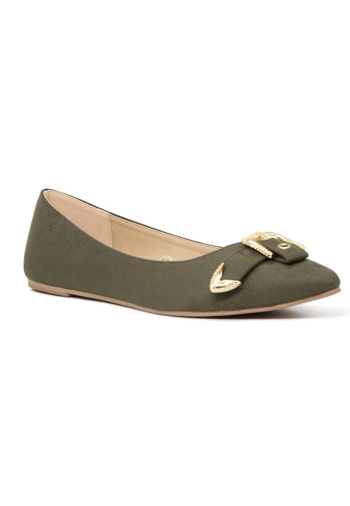 Olive Buckle Ballerinas