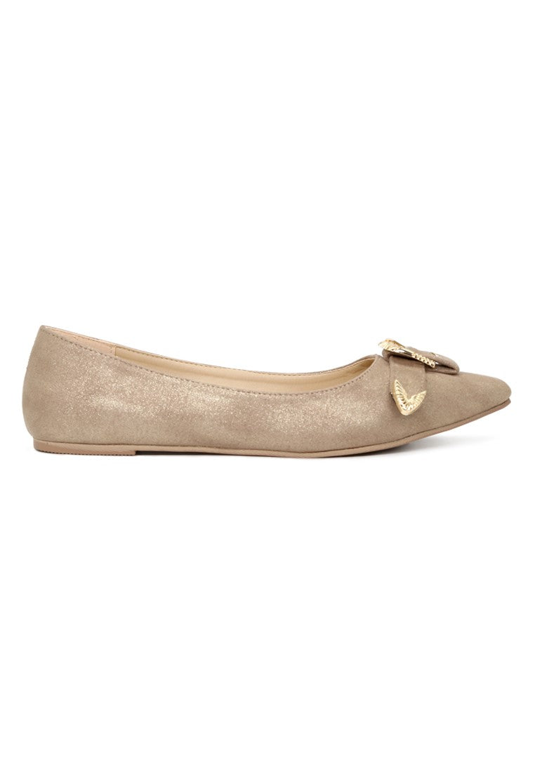 Gold Buckle Ballerinas - Gold