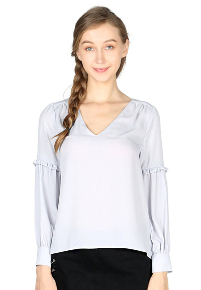 Grey Full Sleeve Casual Lace Top - Grey