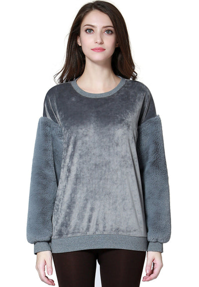 Grey Long Sleeve Knit Sweater - Grey