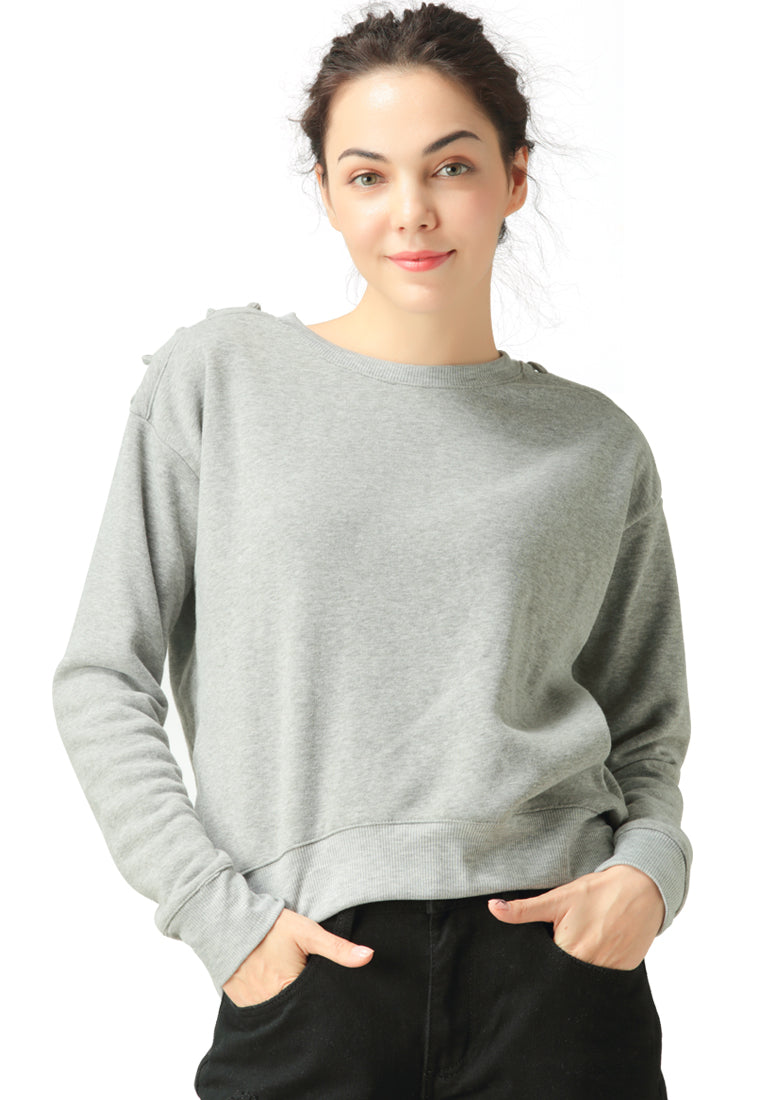 Heather Grey Sweatshirt with shoulder lace loop - Grey