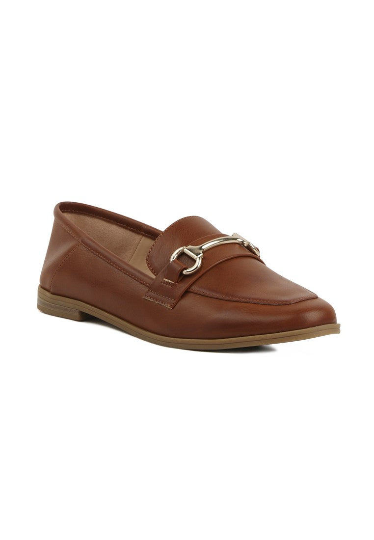 Metal Saddle Loafers - Tan