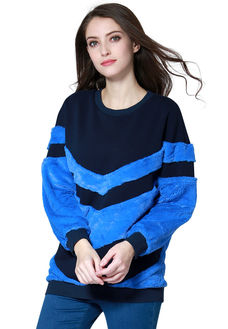 Soft Comfortable Navy & Blue Sweatshirt - Blue