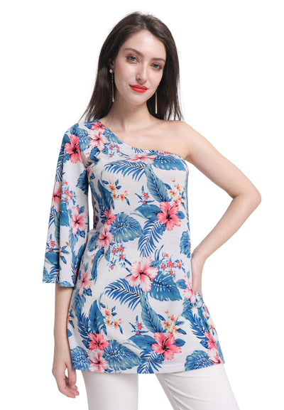 One shoulder Tunic Top - Blue