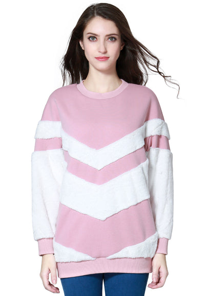 Baby Pink Full Sleeve Turtle Neck Fur Detail Sweater - Pink