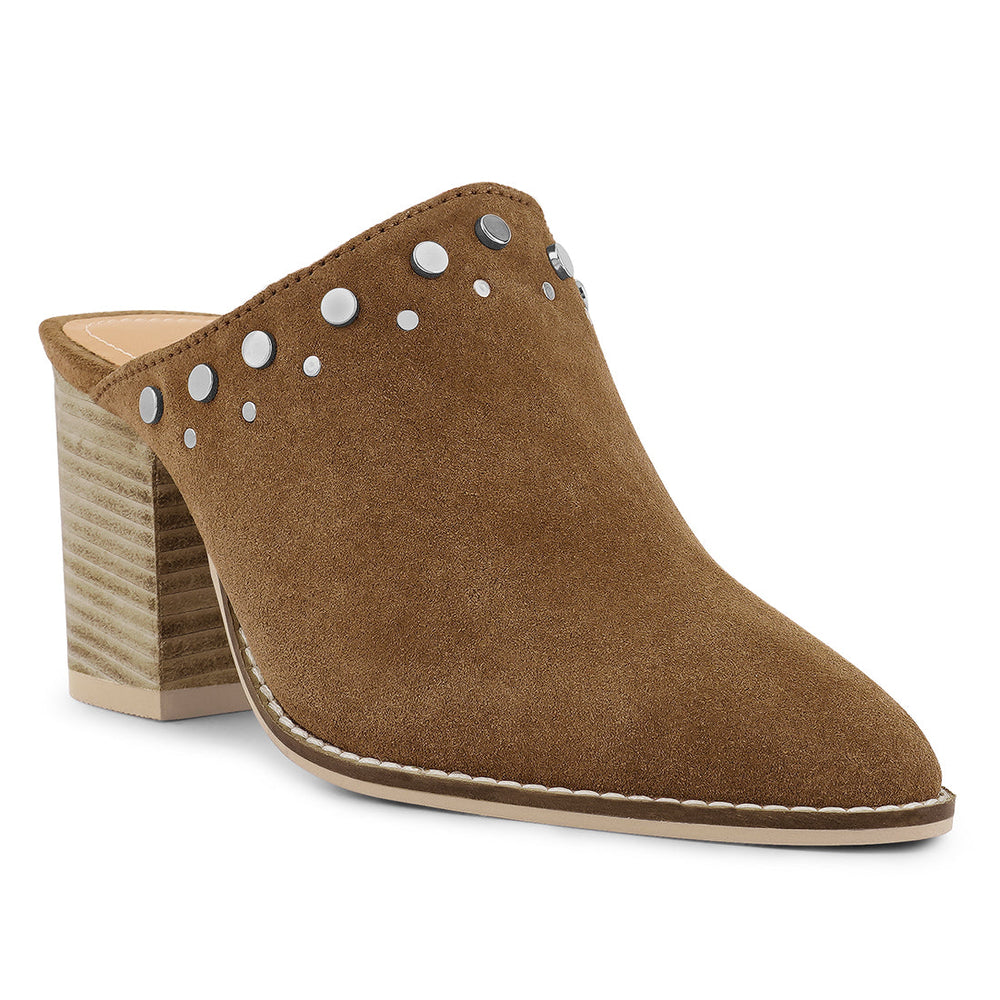 women stacked heel mules#color_tan