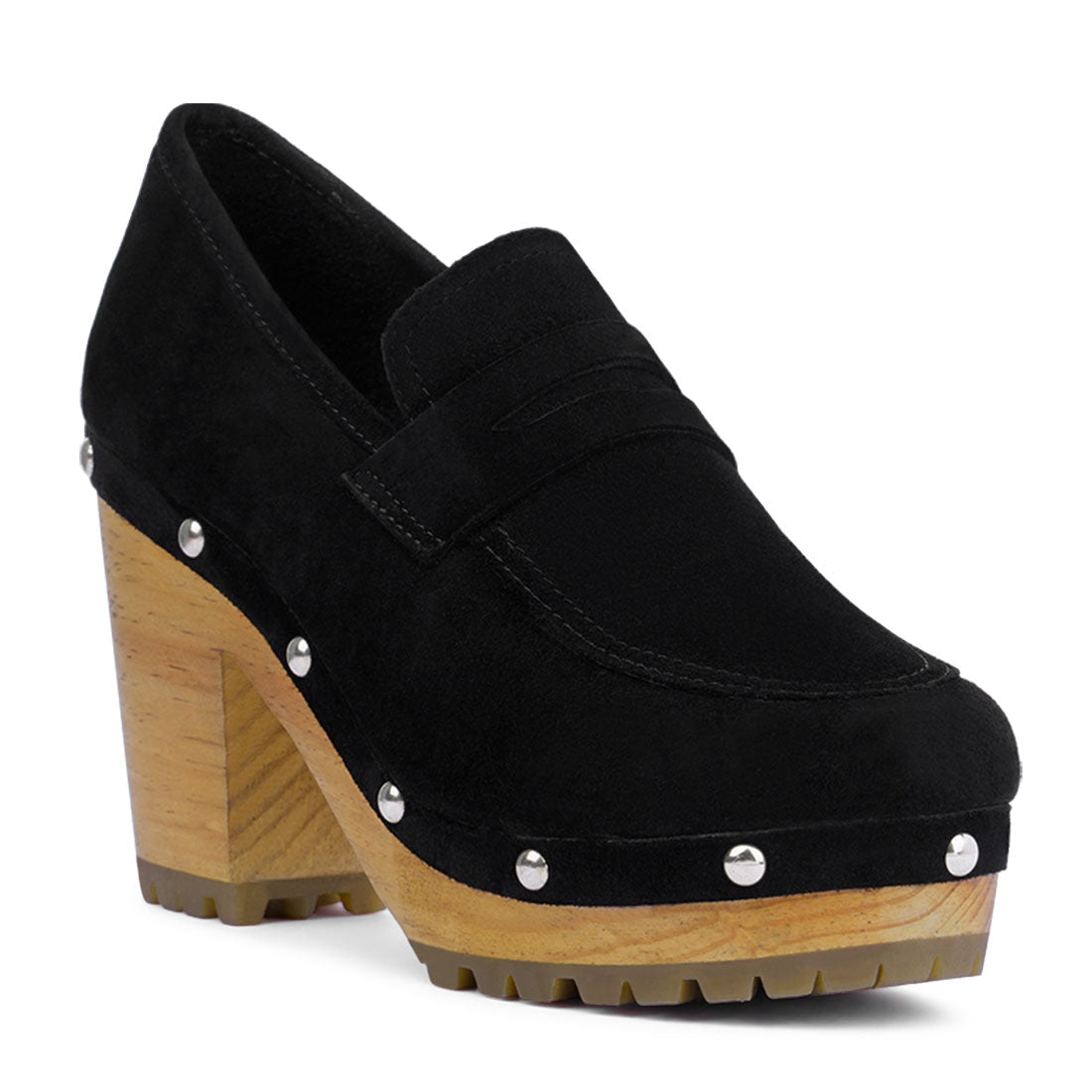 clogs loafers in fine suede#color_black