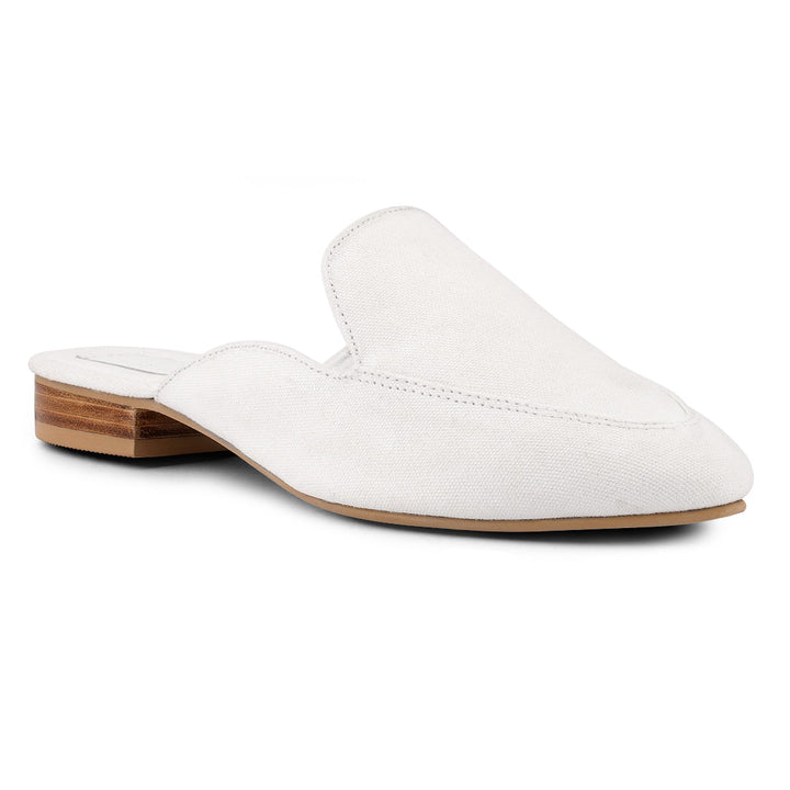 White Organic Canvas Mules