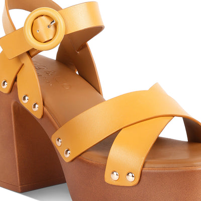 cross strap embellished heels#color_tan