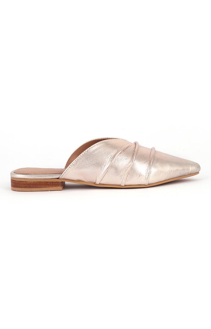 Golden Leather Melinda Toe Flat Mules - Brown