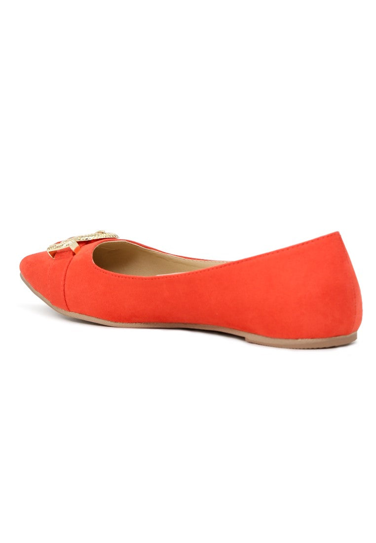 Red Buckle Ballerinas - Red