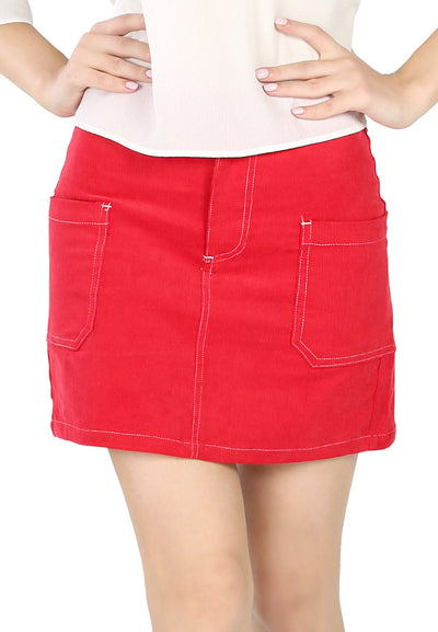 Chic Styled Red Mini Skirt - Red