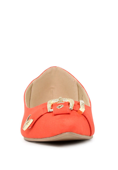 Red Buckle Ballerinas - Red