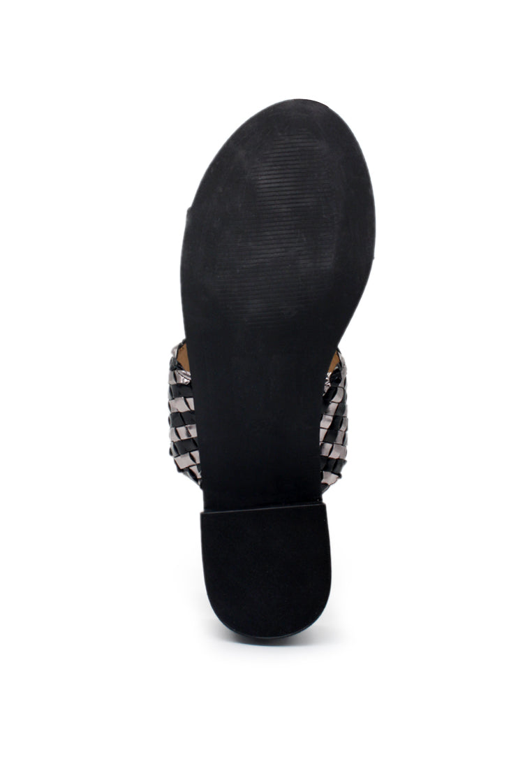 Black Mid Heel Sandals - Black