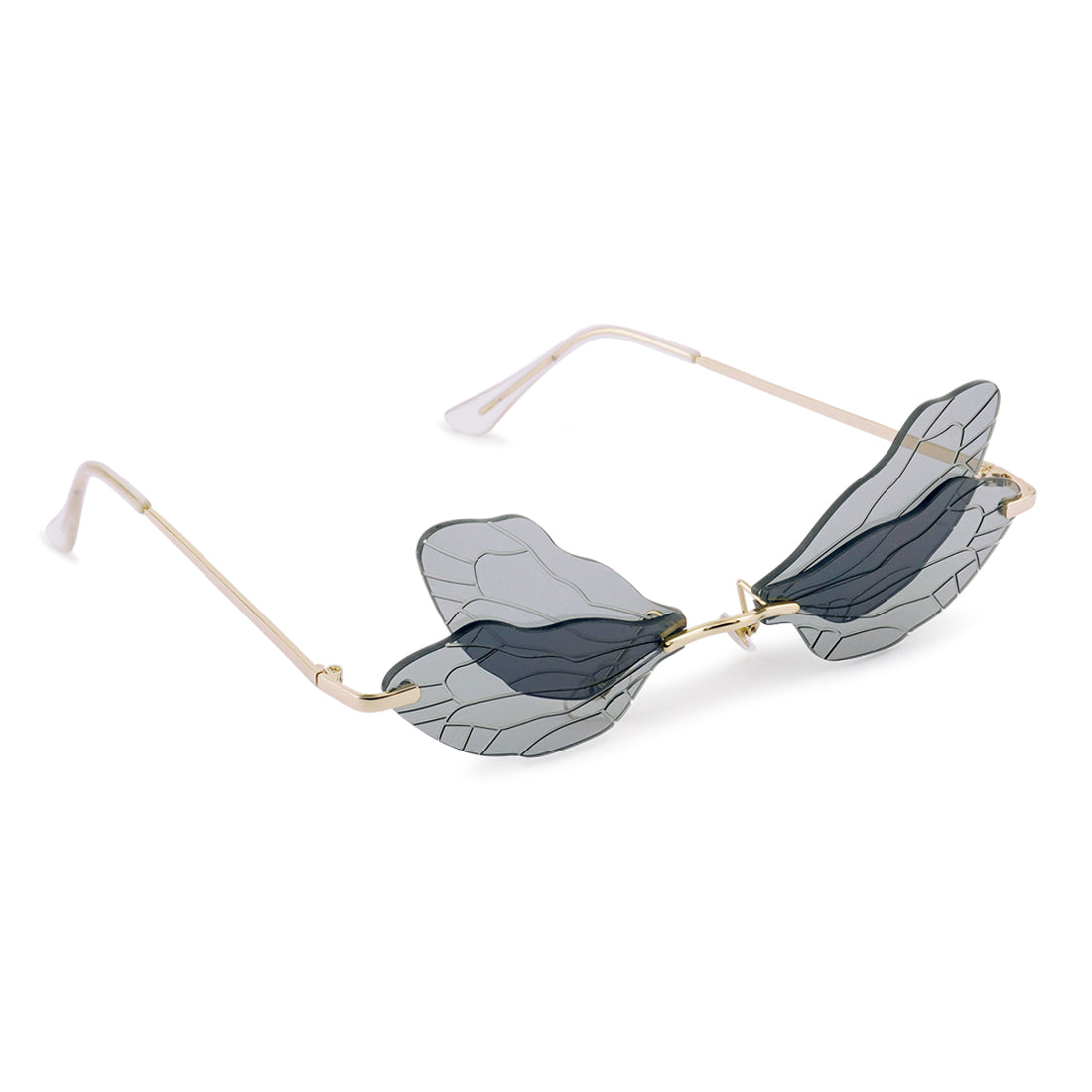 Butterfly Wings Rimless Sunglasses In Black