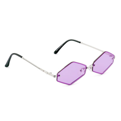 Thin Rim Rhombus Sunglasses In Purple