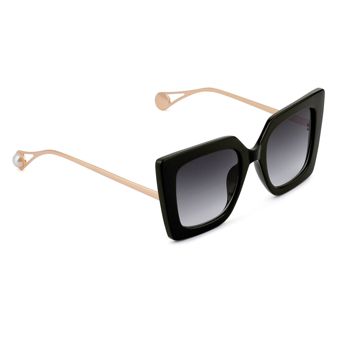 Stare Game Square Frame Oversized Sunglasses In Black
