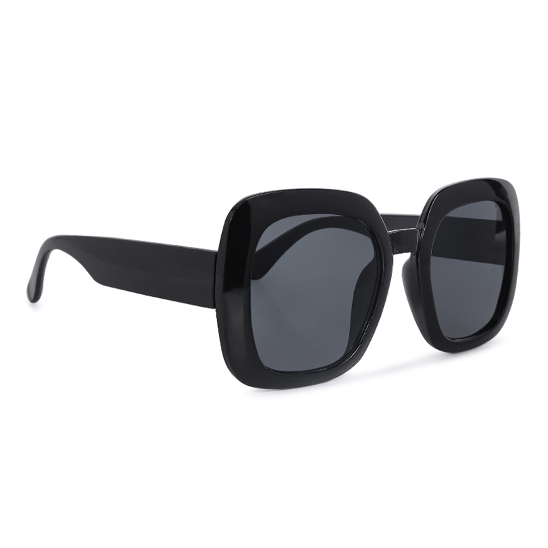 thick rim round edge sunglasses_#color_black