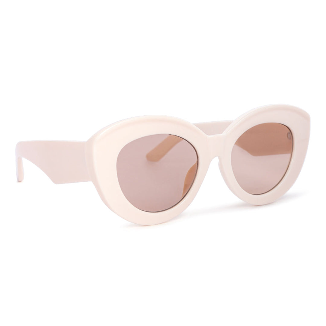 texture cat eye frame sunglasses#color_beige