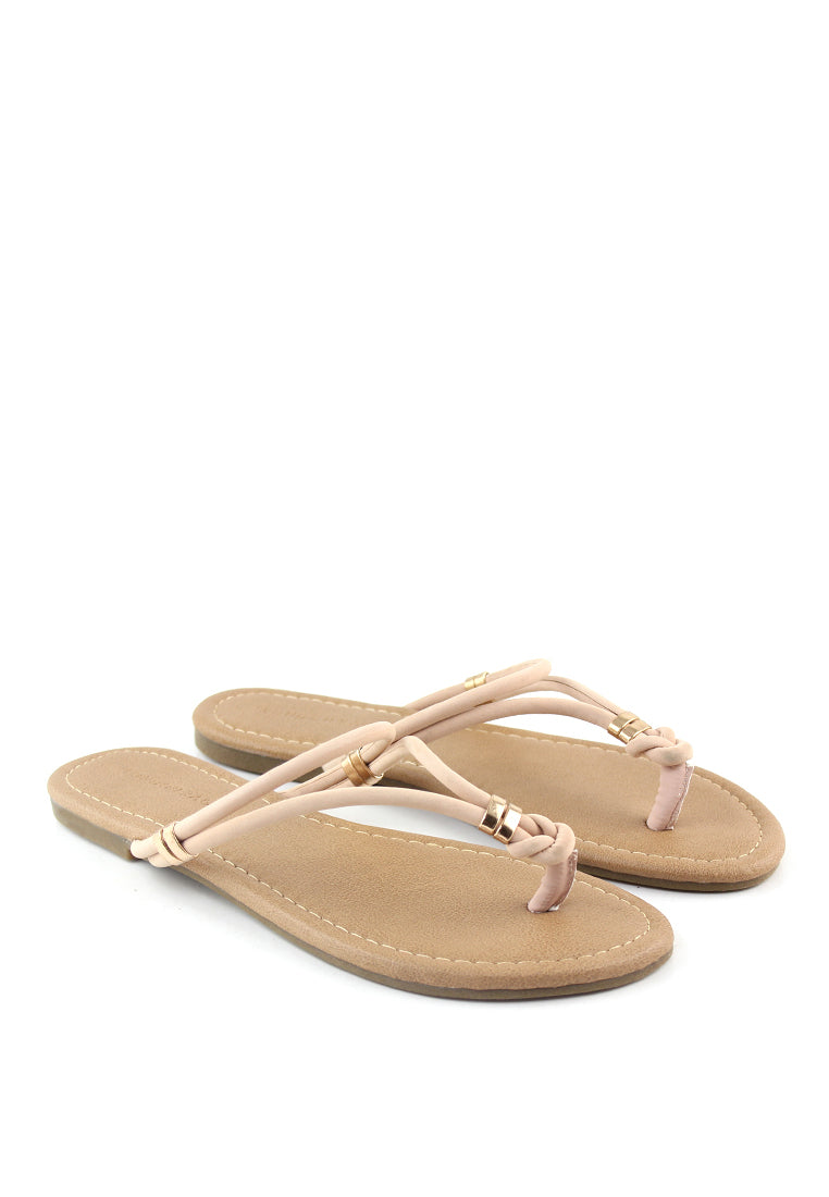 Nude Color Thong Flats - Beige