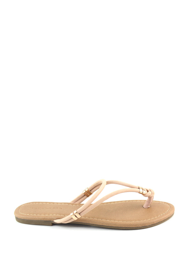 Nude Color Thong Flats - Beige