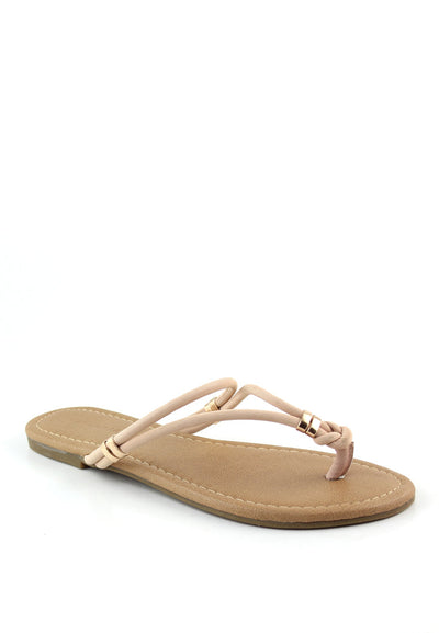Nude Color Thong Flats - Beige
