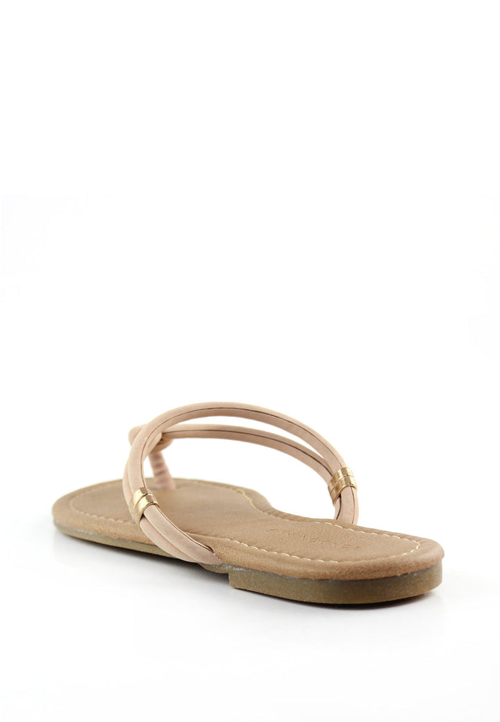 Nude Color Thong Flats - Beige