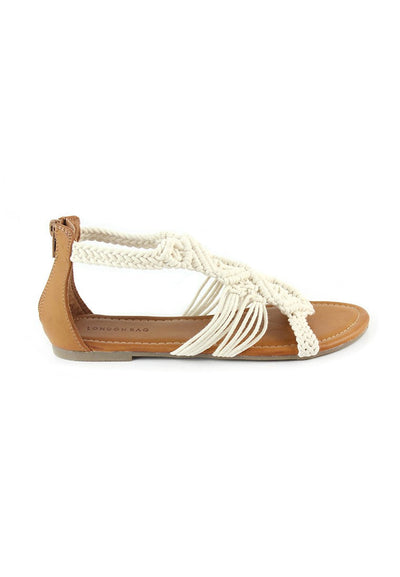 Off White Flat Thong Sandals - White