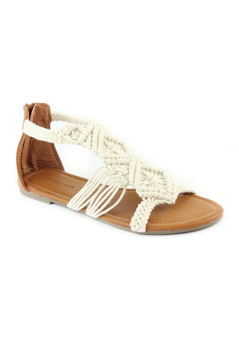 Off White Flat Thong Sandals - White