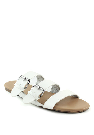 White Strappy Flat Sandals - White