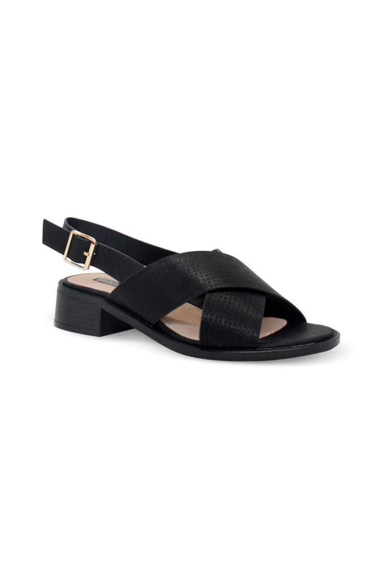 Black Cross Strap Slingback Sandals