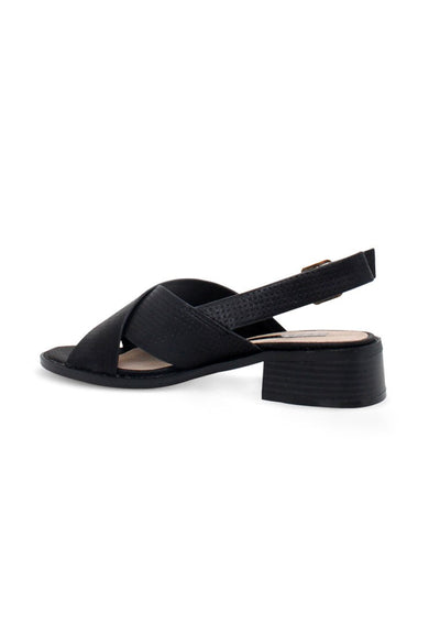 Black Cross Strap Slingback Sandals - Black