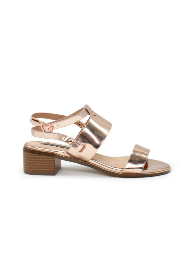 Rose Gold Ankle Strap Sandals - Gold