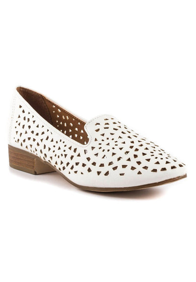 White Laser Cut Loafers