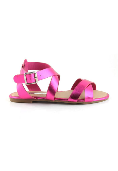 Fuchsia Flat Sandals - Pink
