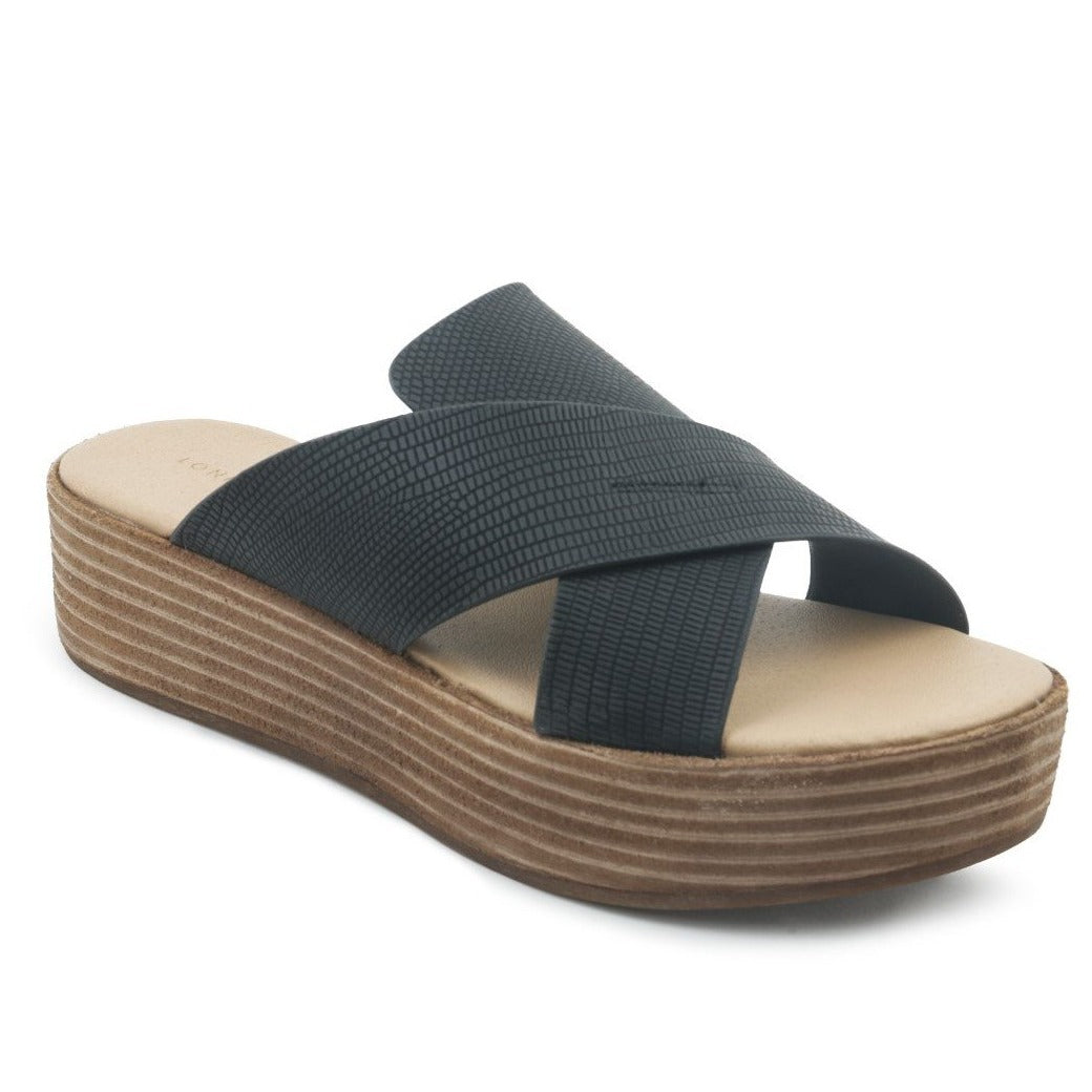 Black Cross Strap Flatform Sandals - Black