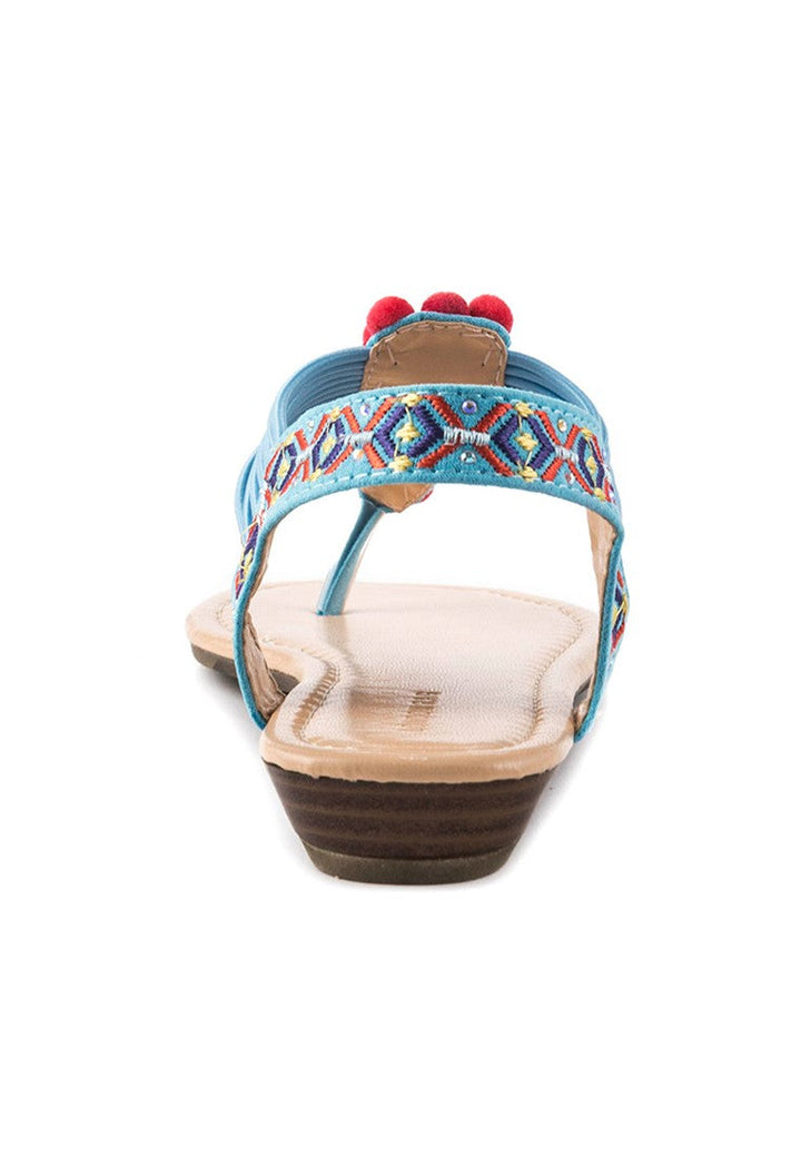 Blue Flat Thong Sandal - Blue