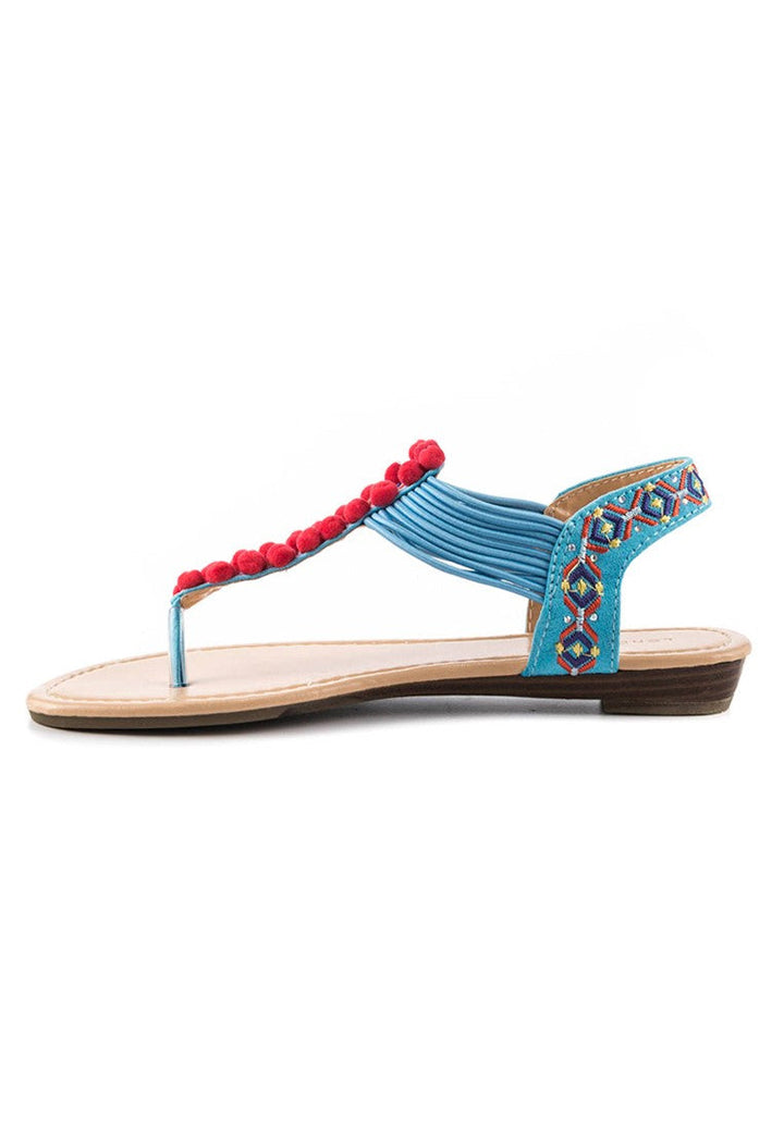 Blue Flat Thong Sandal - Blue