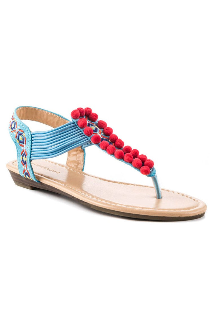 Blue Flat Thong Sandal - Blue